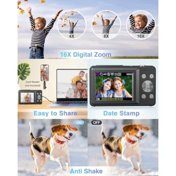 Digital Camera for Kids - FHD 1080P, 16X Zoom, Compact