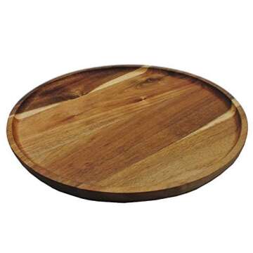 JB Home Collection 4569, Premium Acacia Wooden Food Serving Charger Plate Platter Round Wooden Tea T...