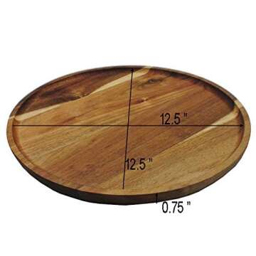JB Home Collection 4569, Premium Acacia Wooden Food Serving Charger Plate Platter Round Wooden Tea Tray Snack Platter, 12.5"x12.5"