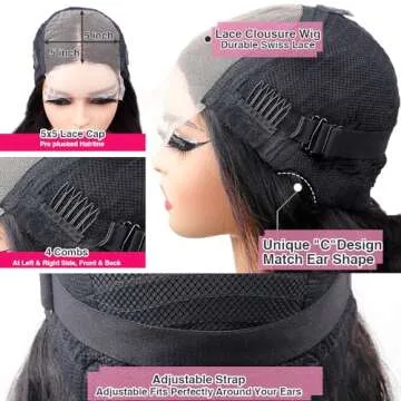 eddfine 250% Density Glueless Wigs Human Hair Pre Plucked Pre Cut 5x5 HD Lace Closure Wigs Human Hair Body Wave Lace Front Wigs Human Hair for Women Glueless Wigs Human Hair for Beginners 26 Inch