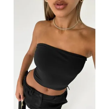 Trendy Queen Women's 2 Pack Tube Tops Black White XS