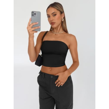 Trendy Queen Women's 2 Pack Tube Tops Black White XS
