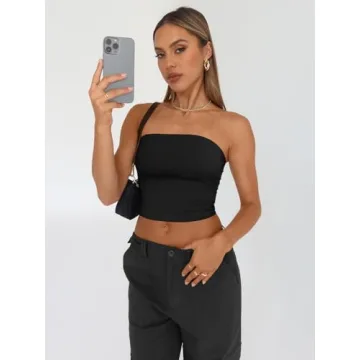 Trendy Queen Women's 2 Pack Tube Tops Black White XS