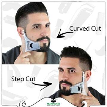 Beardclass Beard Shaping Tool - 8 in 1 Comb Multi-liner Beard Shaper Template Comb Kit Transparent - Works with any Beard Razor Electric Trimmers or Clippers (Clear)