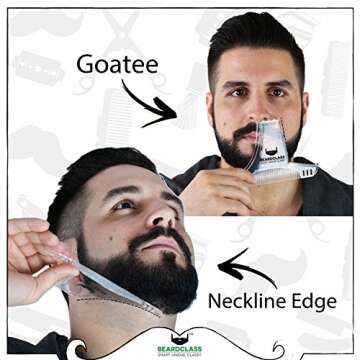 Beardclass Beard Shaping Tool - 8 in 1 Comb Multi-liner Beard Shaper Template Comb Kit Transparent - Works with any Beard Razor Electric Trimmers or Clippers (Clear)