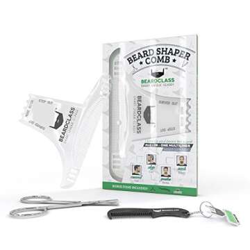 Beardclass Beard Shaping Tool - 8 in 1 Comb Multi-liner Beard Shaper Template Comb Kit Transparent - Works with any Beard Razor Electric Trimmers or Clippers (Clear)