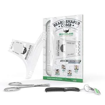 Beardclass Beard Shaping Tool - 8 in 1 Comb Multi-liner Beard Shaper Template Comb Kit Transparent - Works with any Beard Razor Electric Trimmers or Clippers (Clear)