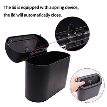 Car Trash Can Mini Vehicle Trash Bin Automotive Garbage Can Organizer Portable Storage Can with Lid for Car,Home,Office