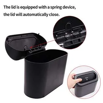 Car Trash Can Mini Vehicle Trash Bin Automotive Garbage Can Organizer Portable Storage Can with Lid for Car,Home,Office