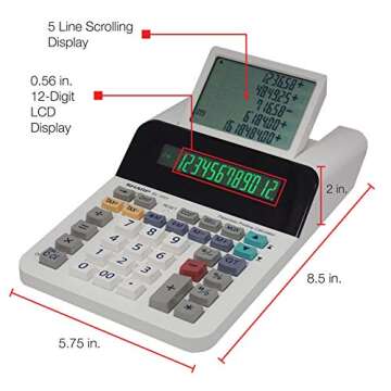 Sharp El-1501 Compact Cordless Paperless Large 12-Digit Display Desktop Printing Calculator That Utilizes Printing Calculator Logic