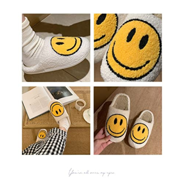 Cute Smile Face Slippers Soft Plush Fleece Indoor Outdoor