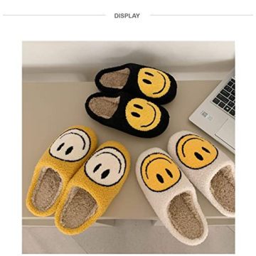 Cute Smile Face Slippers Soft Plush Fleece Indoor Outdoor