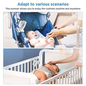 Mini Stroller Fan, EasyAcc Rechargeable Battery Operated Fan Clip on Fan, 540° Rotation Portable Fan with Narrow Gap Grille for Baby Safety, 3 Speeds Personal Desk Fan for Crib Umbrella Straps (White)