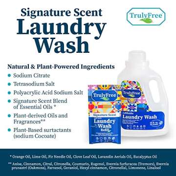 Truly Free Laundry Detergent for Sensitive Skin | Gentle & Safe for Baby Clothes | Plant-Based | 5 Pack Refill Powder| Easy to Dissolve to Create a Liquid| Signature Scent (250 Loads)