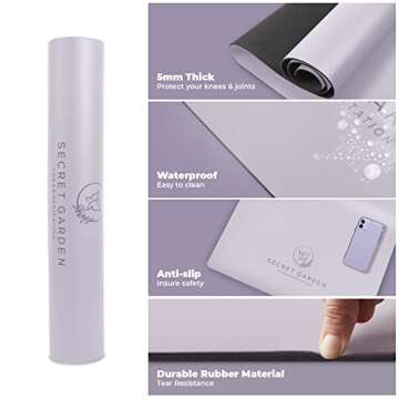 Secret Garden Blossom Yoga Mat – Exercise Mat for Beginners and Advanced – 5mm Thick Yoga Mat fo...