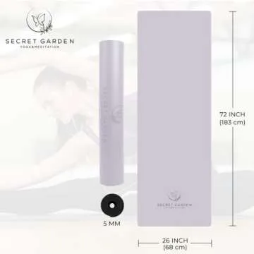 Secret Garden Blossom Yoga Mat – Exercise Mat for Beginners and Advanced – 5mm Thick Yoga Mat for Cushioning and Support – Double-Layered Yoga Mat Non-Slip for Pilates, Meditation, Exercise – Lavender