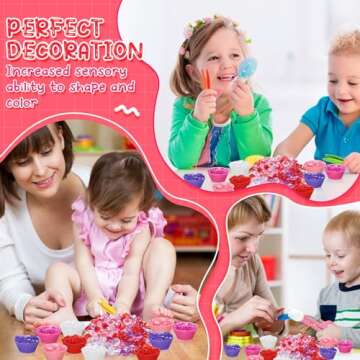 Hushee 276 Pcs Valentine Fine Motor Skills Toys Sensory Bin Filler Includes 3 Styles 260 Acrylic Gems 4 Tweezers 2 Scissors Clips 10 Cups for Boys Girls Preschool Sorting Counting Montessori Toys