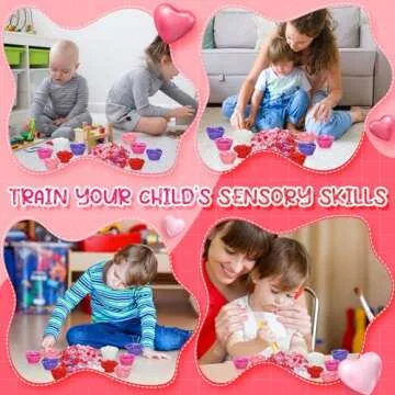 Hushee 276 Pcs Valentine Fine Motor Skills Toys Sensory Bin Filler Includes 3 Styles 260 Acrylic Gems 4 Tweezers 2 Scissors Clips 10 Cups for Boys Girls Preschool Sorting Counting Montessori Toys