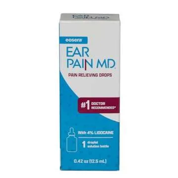 eosera® Ear Pain MD® - Pain Relieving Drops with 4% Lidocaine 12.5mL | Ear Ache Pain Relief | Doctor Recommended | Fast-Acting | Temporary Pain Relief
