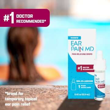 eosera® Ear Pain MD® - Pain Relieving Drops with 4% Lidocaine 12.5mL | Ear Ache Pain Relief | Doctor Recommended | Fast-Acting | Temporary Pain Relief