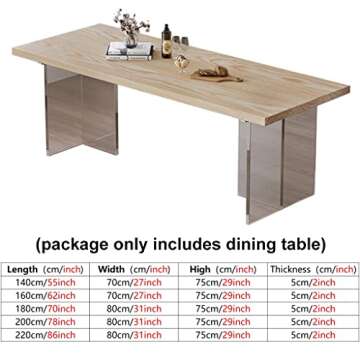 Solid Wood Suspended Dining Table with Acrylic Legs