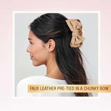 Scunci by Conair faux leather bow claw clip - claw clips for thick hair - claw clip - hair accessories for women - hair accessories for girls - Tan