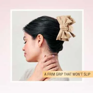 Scunci by Conair faux leather bow claw clip - claw clips for thick hair - claw clip - hair accessories for women - hair accessories for girls - Tan