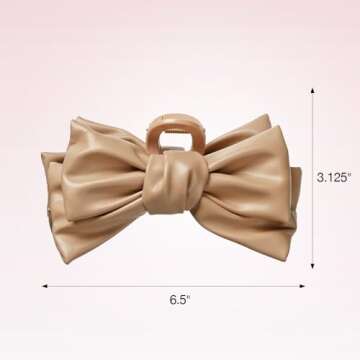 Scunci by Conair faux leather bow claw clip - claw clips for thick hair - claw clip - hair accessories for women - hair accessories for girls - Tan