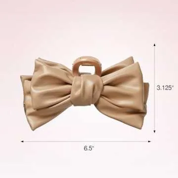 Scunci by Conair faux leather bow claw clip - claw clips for thick hair - claw clip - hair accessories for women - hair accessories for girls - Tan