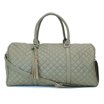 Chic Leather Weekender Duffel with Rose Gold Hardware