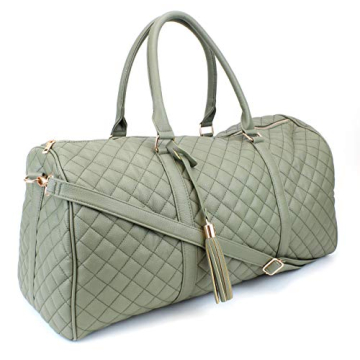 Chic Leather Weekender Duffel with Rose Gold Hardware