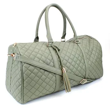 Chic Leather Weekender Duffel with Rose Gold Hardware