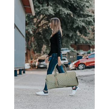 Chic Leather Weekender Duffel with Rose Gold Hardware