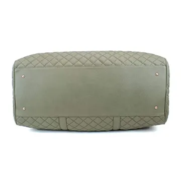 Chic Leather Weekender Duffel with Rose Gold Hardware