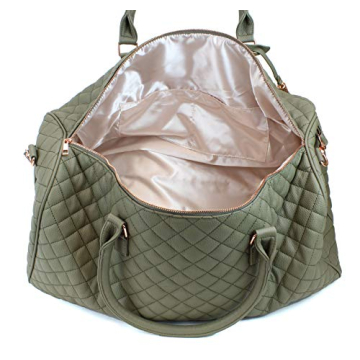 Chic Leather Weekender Duffel with Rose Gold Hardware