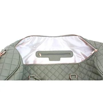 Chic Leather Weekender Duffel with Rose Gold Hardware