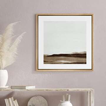 SIGNWIN Framed Canvas Print Wall Art Minimalist Abstract Mountain Landscape View Nature Wilderness I...