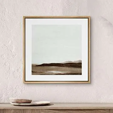 SIGNWIN Framed Canvas Print Wall Art Minimalist Abstract Mountain Landscape View Nature Wilderness Illustrations Fine Art Farmhouse/Country Minimal for Living Room, Bedroom, Office - 24"x24" Natural