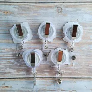 YJ PREMIUMS 5 PC Retractable Badge Reel Holder with ID Clip for Nurse, Nursing Name Tag, Doctor, RN, LPN, Medical Assistant, Work, Office Supplies