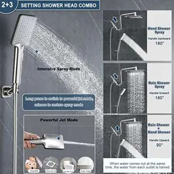 10" Rainfall Shower Head with Handheld Combo and Extension Arm