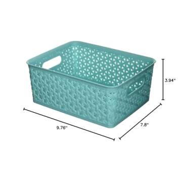 Whitmor Form Small-Turquoise Resin Tote