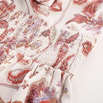 GRACE KARIN Women's 2025 Summer Beach Dress Floral V Neck Tie Front Spaghetti Strap Flowy Long Dress Boho Maxi Dress