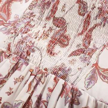 GRACE KARIN Women's 2025 Summer Beach Dress Floral V Neck Tie Front Spaghetti Strap Flowy Long Dress Boho Maxi Dress