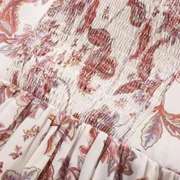 GRACE KARIN Women's 2025 Summer Beach Dress Floral V Neck Tie Front Spaghetti Strap Flowy Long Dress Boho Maxi Dress