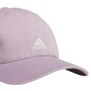 adidas Women's Saturday Hat, Relaxed fit Athletic Adjustable Cotton Baseball Cap, Preloved Fig Purple/Off White/2.0