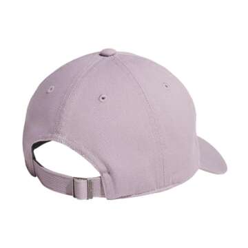 adidas Women's Saturday Hat, Relaxed fit Athletic Adjustable Cotton Baseball Cap, Preloved Fig Purple/Off White/2.0