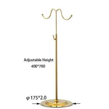 Missartist 2 Pack Double Hook Handbag Display Stand Double Hook Metal Handbag Display Rack Stand (Gold)