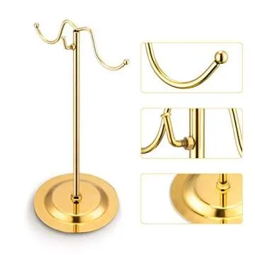 Missartist 2 Pack Double Hook Handbag Display Stand Double Hook Metal Handbag Display Rack Stand (Gold)