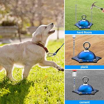 TOPKNOT Dog Tie Out Cable and Stake for Camping,360°Swivel Dog Run- No Tangle,with 30FT Heavy Duty Cable,Dog Runner for Yard Rust Proof Can Hold 2 Dogs- Up to 150LBS,Ideal for Outdoor Camping
