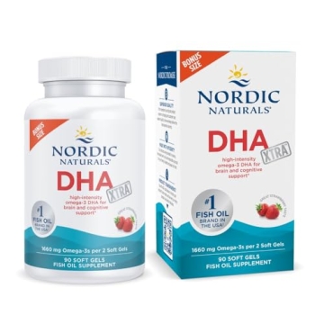 Nordic Naturals DHA Xtra - Strawberry Flavor Omega-3 for Brain & Nervous System Support, 90 Soft Gel...